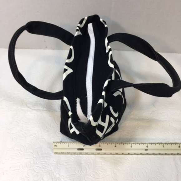 Aeropostale Printed Black & White Mini Cotton Tote Bag 8"x4"x5" - Picture 7 of 16